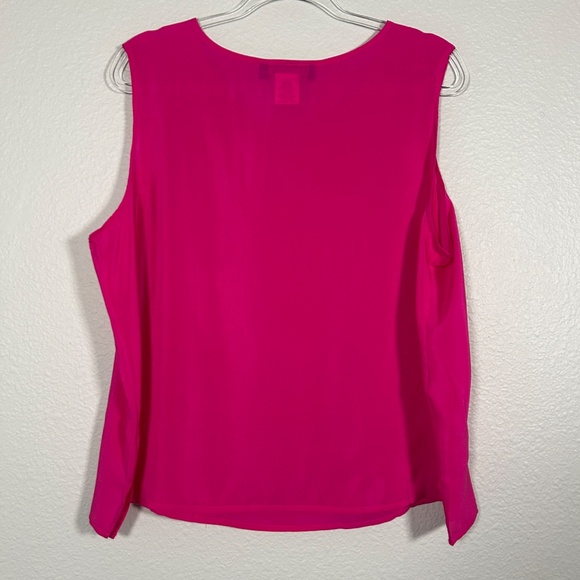 Maurada plus size 1X sleeveless blouse Hot pink 100% silk vintage satin - Picture 6 of 9